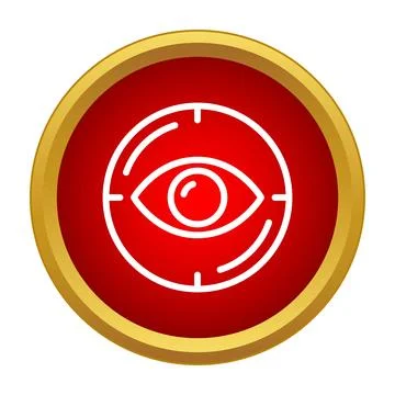 Eye icon with target scope on red background Stock Illustration