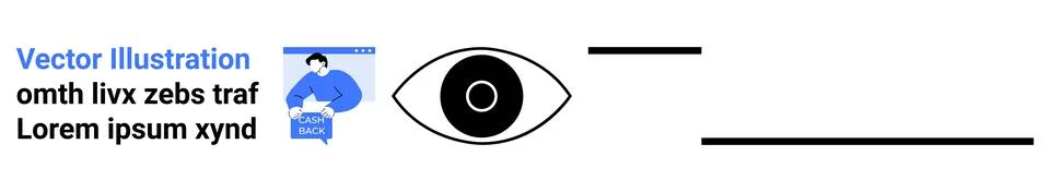 Eye Icon with Visual Elements and Sample Text Vision and Observation Concepts Illustrazione stock