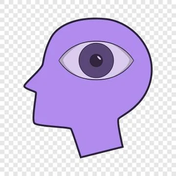 Eye inside human head icon, cartoon style Stock Illustration