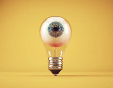 Eye inside a light bulb. Vision concept. Stock Illustration