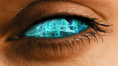 Eye iris with abstract neural dust pattern Stock Photos