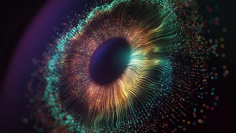 Eye iris and pupil close up animation render Stock Footage 125843109