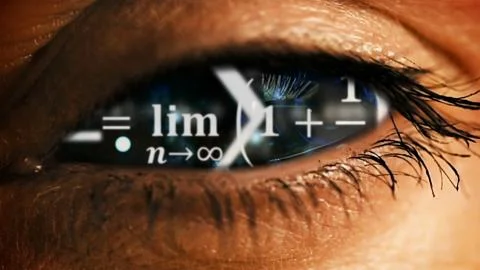 Eye iris with math equations mess inside Stock Illustration