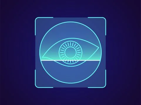 Eye iris recognition. Biometric scanning system for human eye, Iris eye ID te Stock Illustration