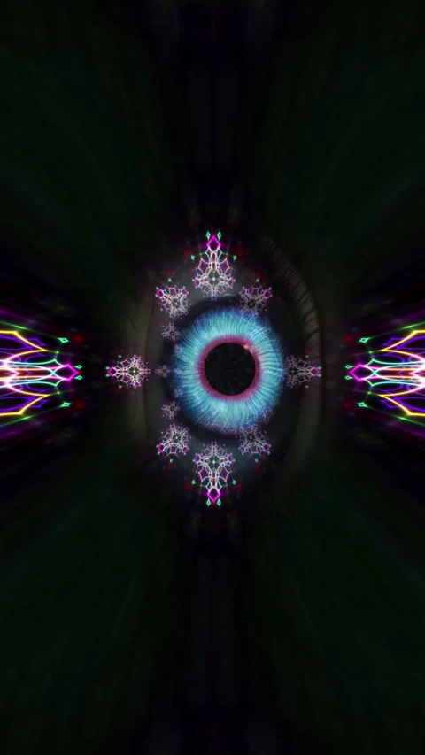 Eye Iris Ripple staring inside kaleidoscope hypnotic motion background vert.. Stock Footage 299461196