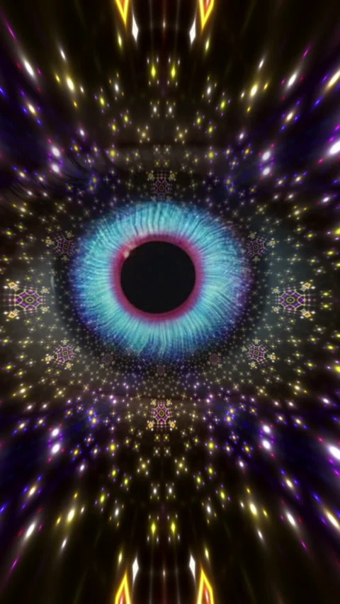 Eye Iris Ripple staring inside kaleidoscope hypnotic motion background vert.. Stock Footage 301736952