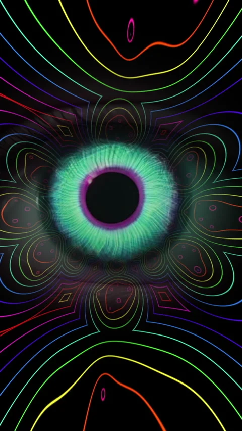 Eye Iris Ripple staring inside kaleidoscope hypnotic motion background vert.. Stock Footage 306549582
