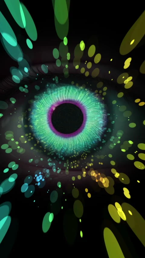 Eye Iris Ripple staring inside kaleidoscope hypnotic motion background vert.. Stock Footage 307965489
