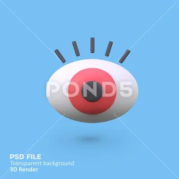 Eye isolated 3d render icon illustration PSD Template