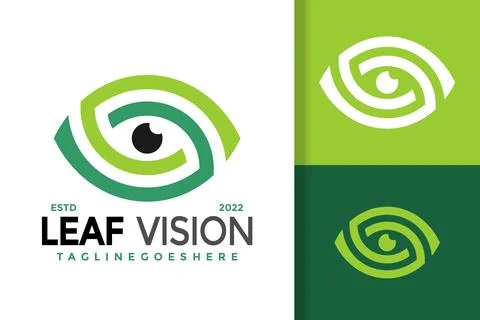 Eye Leaf Vision Logo Design Vector Illustration Template Illustrazione stock