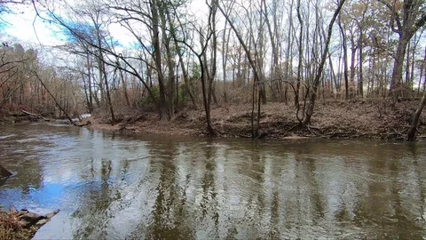 Eye level Aerial of River Bend Stock Footage 115533419