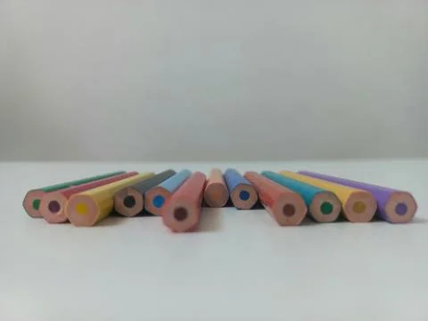 Eye Level View of Colored Pencils End Base Stock Photos