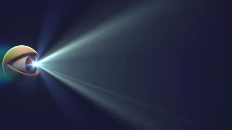 Eye with light beam shine rays background illustration New quality universal Illustrazione stock
