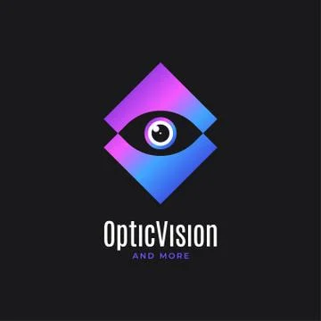 Eye logo design. Optic vision icon on black Illustration