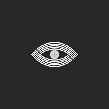 Eye logo monogram creative design mockup. Black and white simple media icon.  Stock Illustration