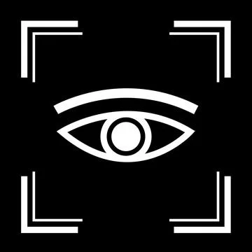 Eye logo. Simple design with white logo on black background Stock Illustration