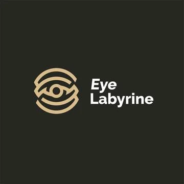 Eye logo vector icon illustration with lineart maze Stock Illustration