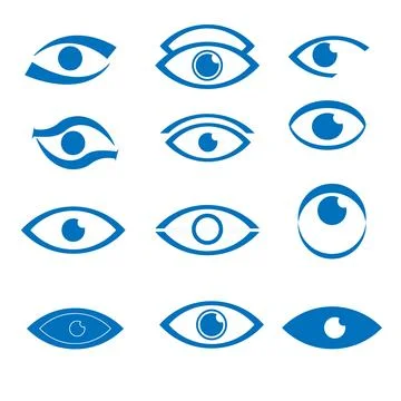 Eye Logo Vector Icon Set –Blue Stock Illustration
