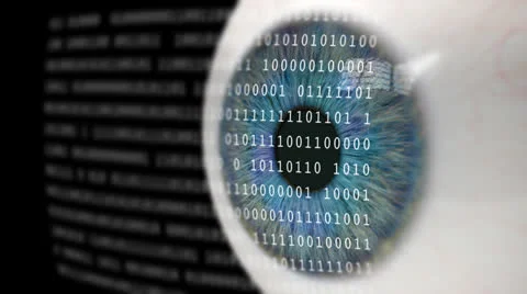 Eye Looking at Binary Code. Video stock 24756457