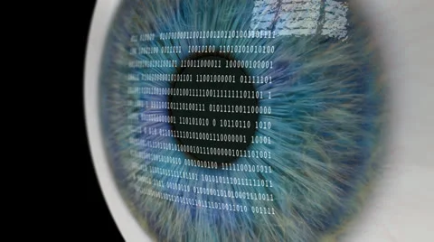 Eye Looking at Binary Code. Video stock 24756546