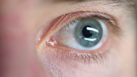 Eye Looking at Computer Screen Programming Hacker Code Reflecting in Eyeball Video stock 106399815