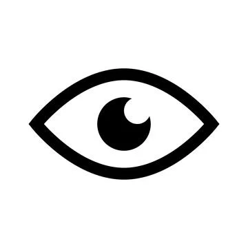 Eye looking icon line isolated on white background. Black flat thin icon on.. Stock Illustration