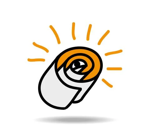 An eye looking from inside a roll of paper with sun rays Stock Illustration