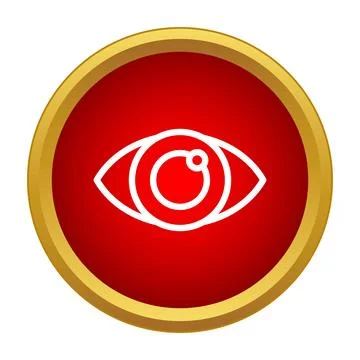 Eye looking lineal icon red gold circle Stock Illustration