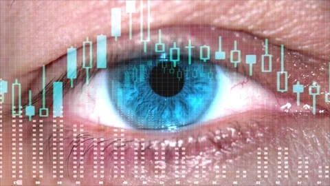 Eye looking at Stock Market Data  Stock Footage 202131867
