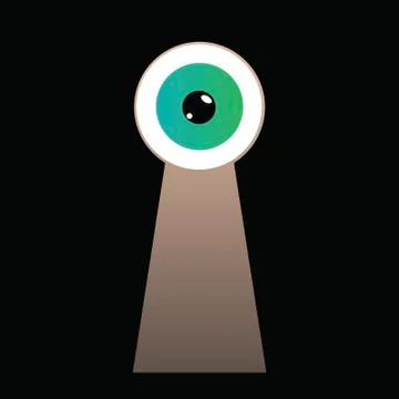 Eye looking through keyhole Illustrazione stock