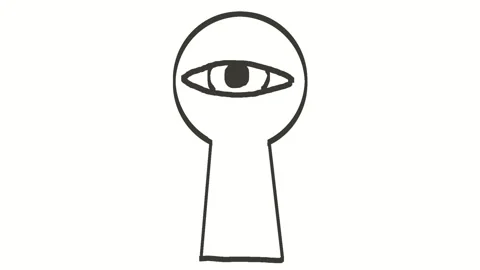 Eye Looking Thru Keyhole Drawing 2D Animation Stock Footage 140961946