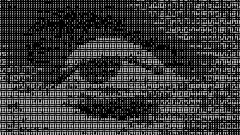 Eye made from 0 and 1 with looking everywhere and reading movement 4k Loop Stock Footage 129464945