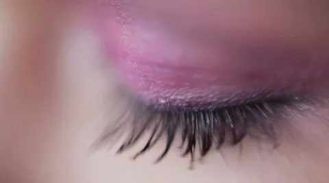 Eye make-up extra close-up. Blinking eyelashes macro. Eyelid make-up colors Stock Footage 52265945