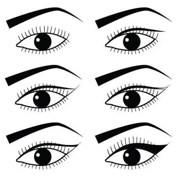 Eye make up technique  with use of  Eyeliner in Asian style  tutorial Stock Illustration