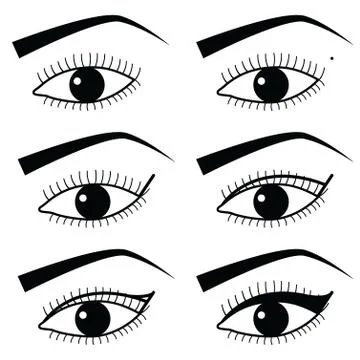 Eye make up technique  with use of  Eyeliner in Asian style  tutorial 2 Stock Illustration