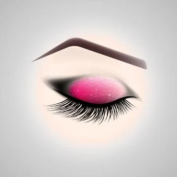 Eye makeup. Closed eye with long eyelashes. Illustrazione stock