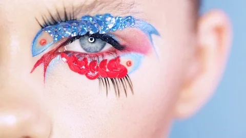 Eye makeup in the form of fish 스톡 동영상 84991537