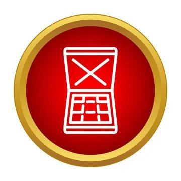 Eye makeup palette icon on a red and gold circle Stock Illustration