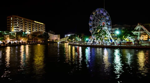 Eye On Malacca Ferris Wheel - Panning Motion Video stock 39707201