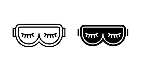 Eye mask icon collection in black, Line icons, flat symbols Stock Illustration