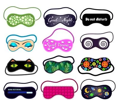 Eye mask vector sleeping night kids accessory to relax on vacation illustration Ilustração Stock
