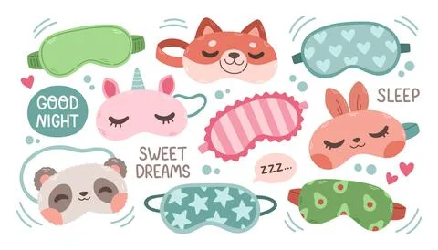 Eye mask vector sleeping night accessory relax rest in traveling illustration Stock Illustration