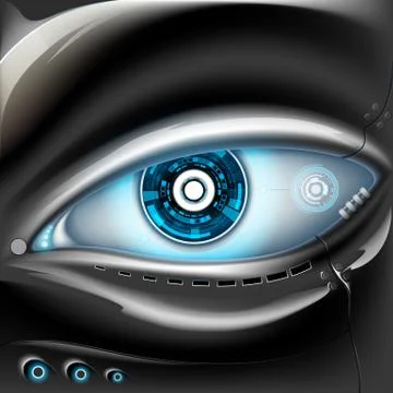 Eye of metal robot. Stock-Illustration