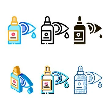 Eye modern drops icon vector outline Stock Illustration