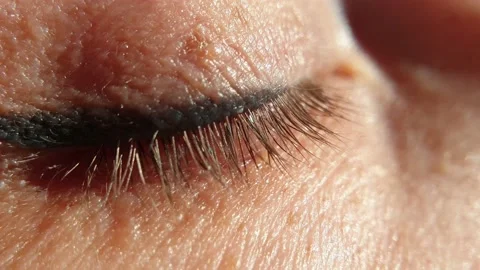 eye movement during sleep female eyelashes and closed eyes close up