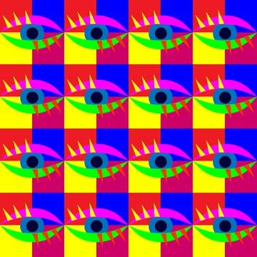 Eye on a multi-colored background. Pop Art. Pattern. Stock Illustration