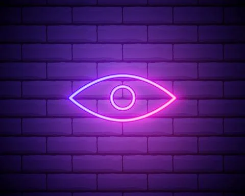 Eye neon icon. Elements of media, press set. Simple icon for websites, web de Stock Illustration