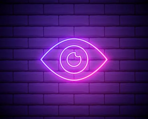 Eye neon icon. Elements of media, press set. Simple icon for websites, web de Stock Illustration