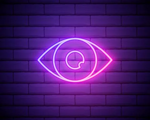 Eye neon icon. Elements of media, press set. Simple icon for websites, web de Stock Illustration