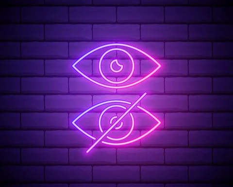 Eye neon icon. Elements of media, press set. Simple icon for websites, web de Stock Illustration